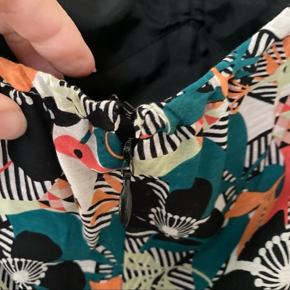 Anna Sui / silk floral bird print strapless-halter dress - Picture 8 of 16